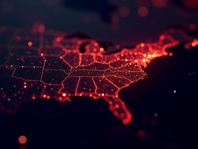 Abstract logistics map showing optimized high-service lane routes in the Midwest