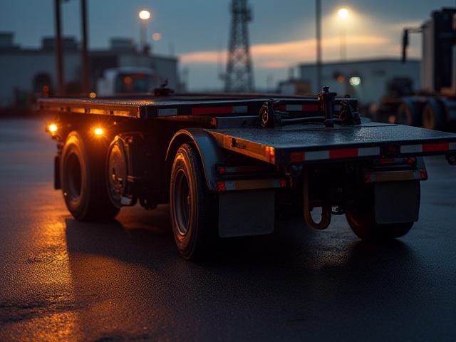 Lowboy RGN trailer for oversized machinery hauling