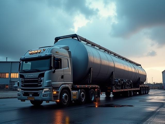 Specialized heavy haul equipment transporting oversized industrial machinery