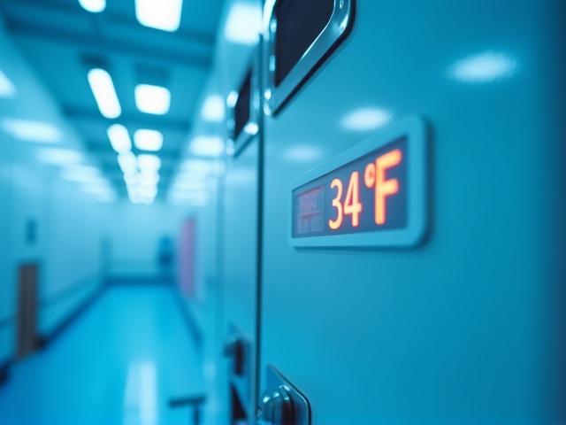 Pharmaceutical cold storage trailer with digital temperature monitoring display